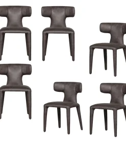 Permit Eetkamerstoelen - Leerlook - Zwart/Grijs - Set van 6
