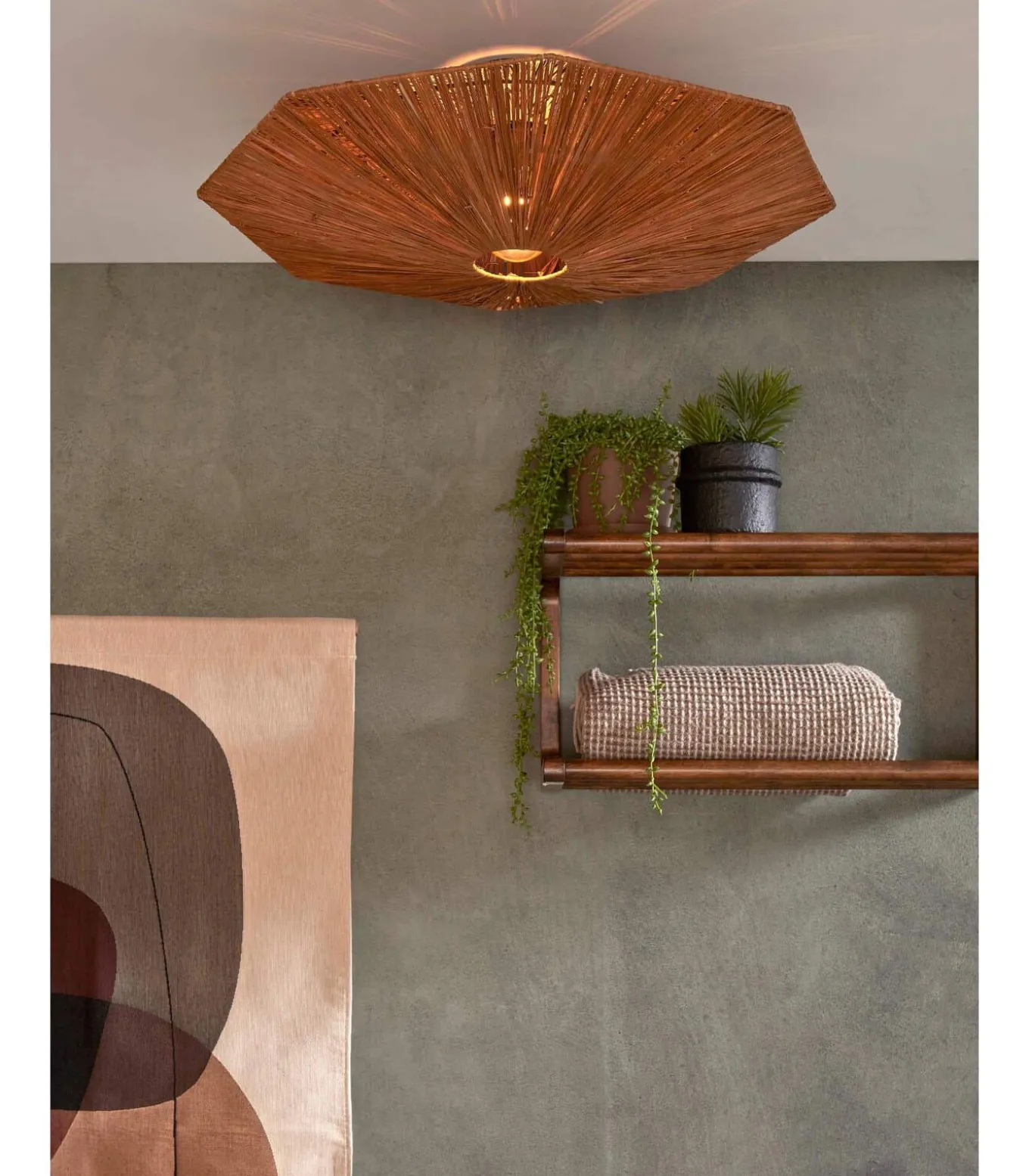 Plafonniere Panama - Bruin - 65x65x7cm