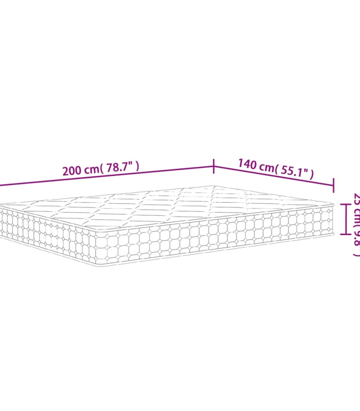 Pocketveringmatras middelhard-hard 140x200 cm