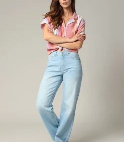 PRISTY - Denimjeans met wijde pijpen en ritssluiting