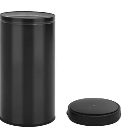 Prullenbak met automatische sensor 70 L koolstofstaal zwart