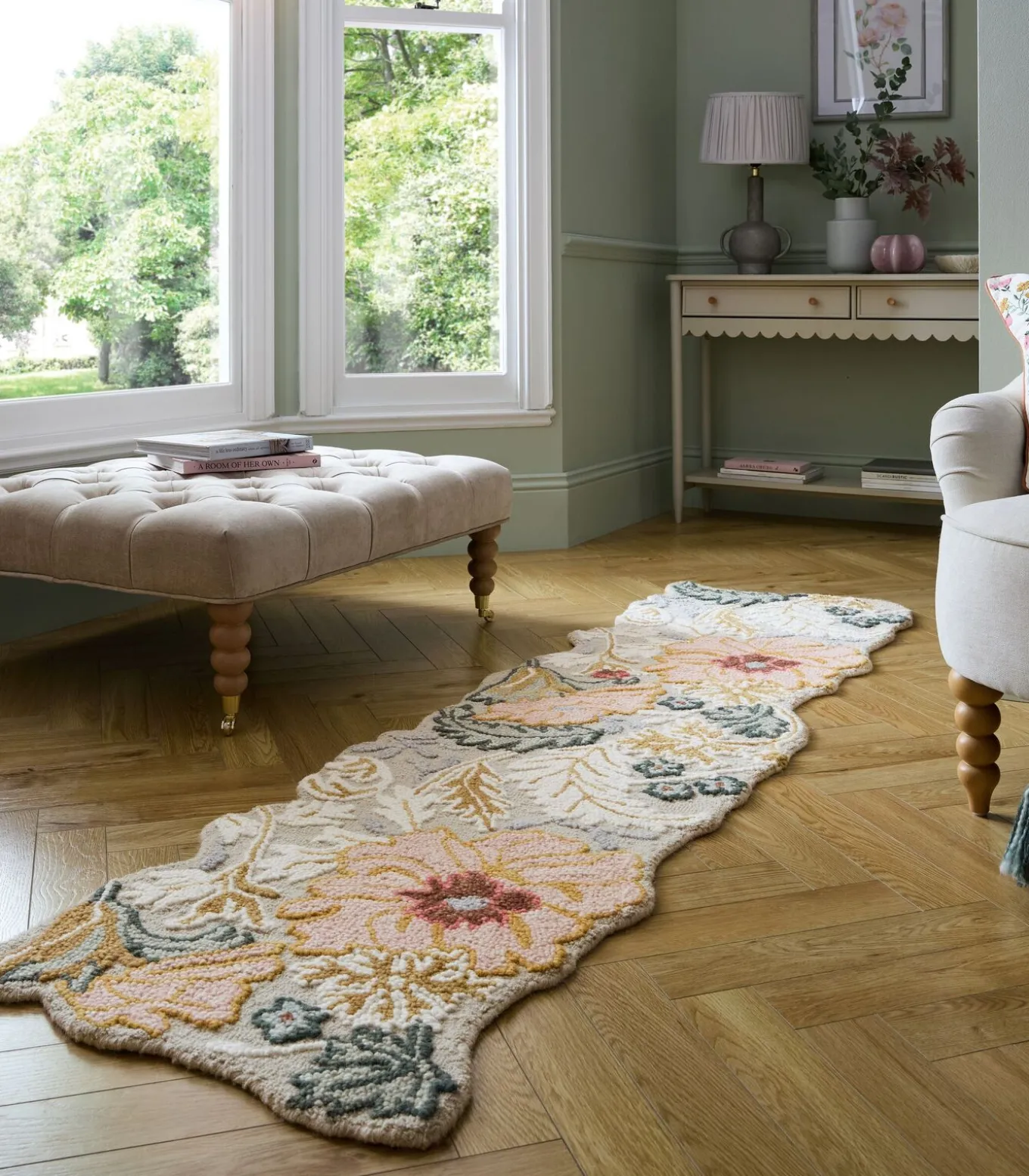 Puur wollen florale stijl tapijt ZINNIA