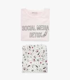 Pyjama Set Korte Mouwen Katoen Bedrukt