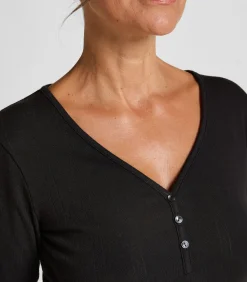 Pyjamatop met lange mouwen Henley