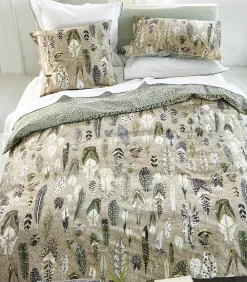 Quill natural Dekbedovertrek in katoen perkal met print