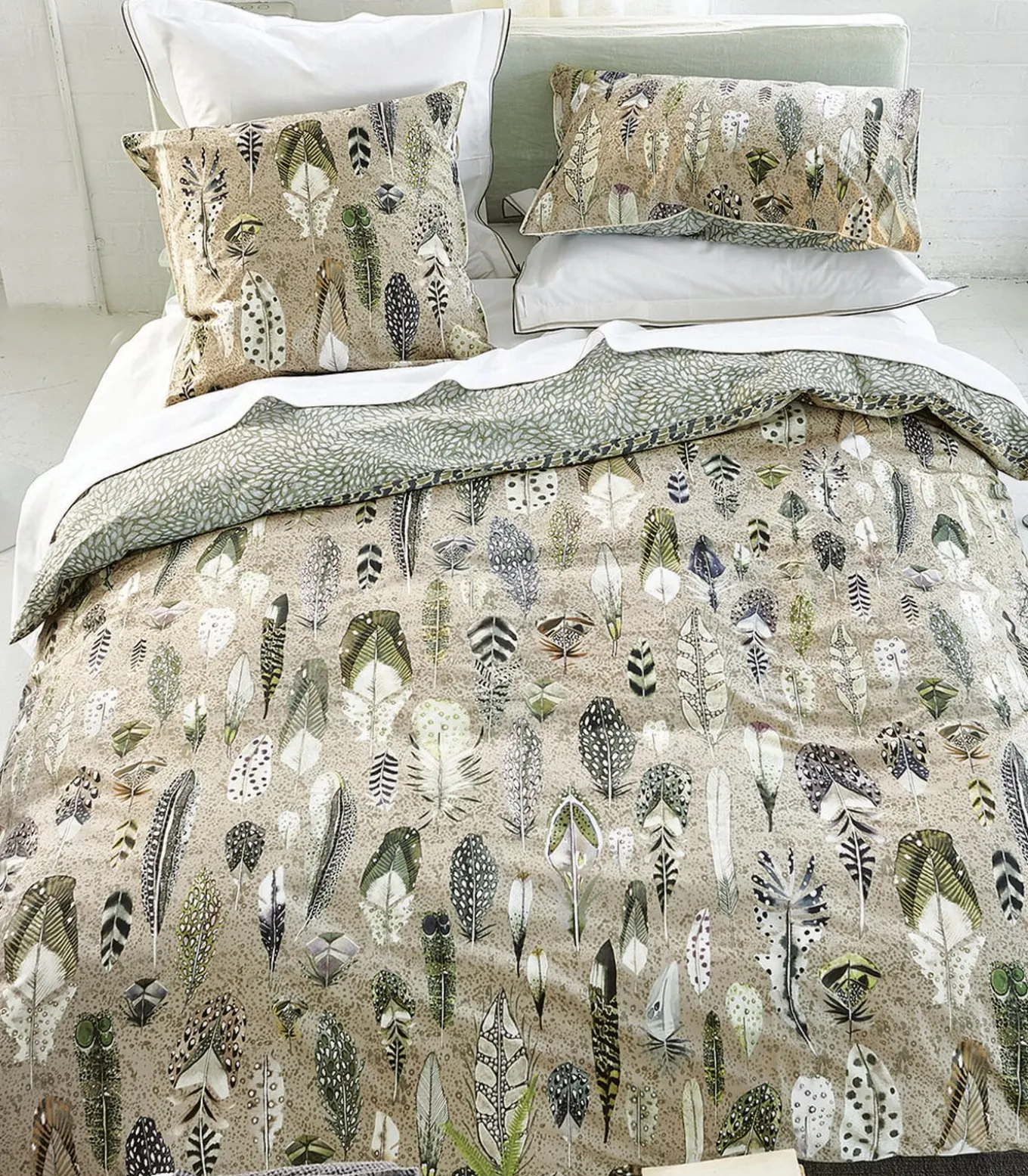 Quill natural Dekbedovertrek in katoen perkal met print