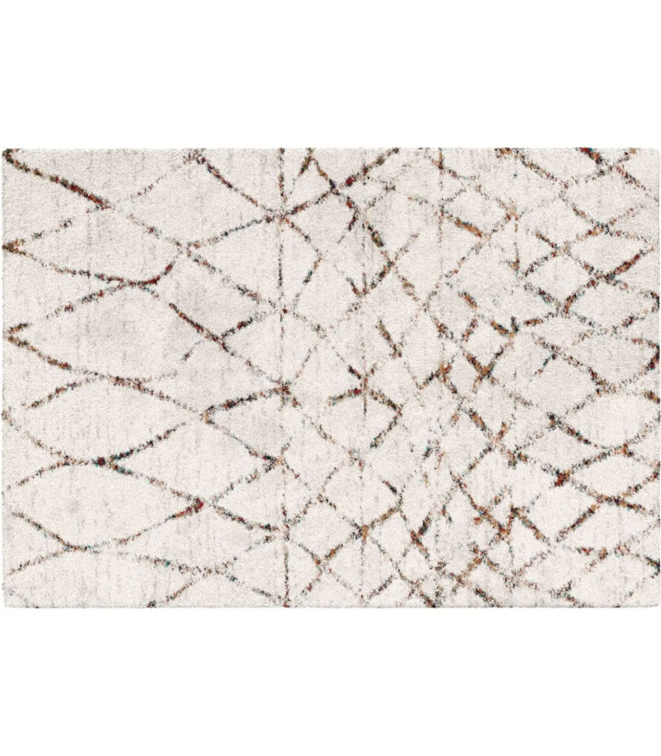 Rechthoekig hoogpolig vloerkleed met beige etnisch patroon 120x170 cm