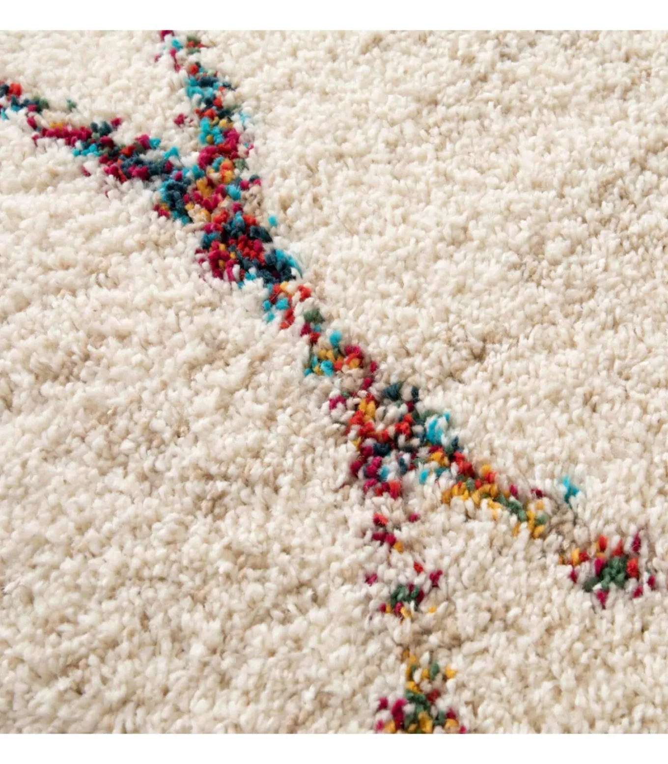 Rechthoekig hoogpolig vloerkleed met beige etnisch patroon 120x170 cm