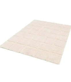 Rechthoekig hoogpolig vloerkleed in ecru shaggy-stijl 160 x 230 cm