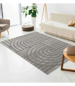 Rechthoekig laagpolig vloerkleed eigentijds patroon grijs 120 x 170 cm