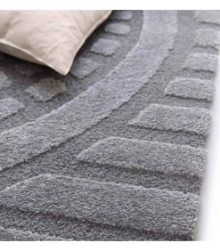 Rechthoekig laagpolig vloerkleed eigentijds patroon grijs 120 x 170 cm