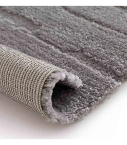 Rechthoekig laagpolig vloerkleed effen grijs patroon 160 x 230 cm