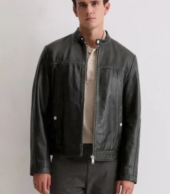 Regular leren jack in bikerstijl