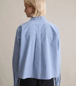 Relaxte cropped geruite blouse