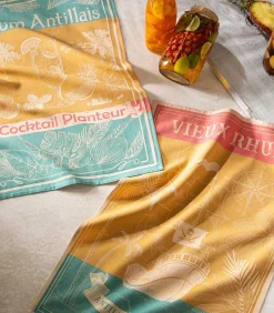 Rhum - Set van 2 theedoeken van katoenen jacquard met print