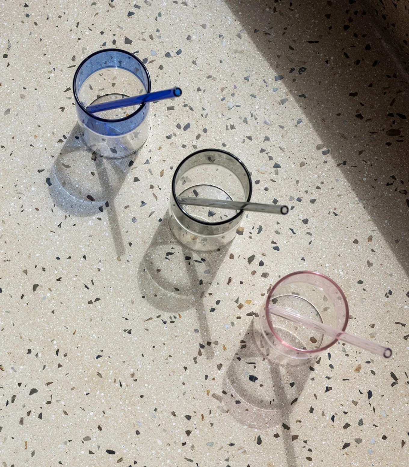 Rietje 20cm glas blauw Cruse - set/4