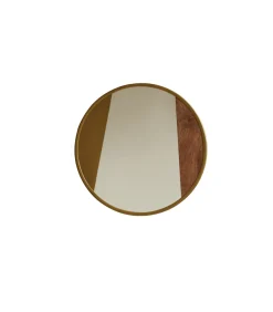Ronde spiegel van metaal en hout 60 cm Andrea