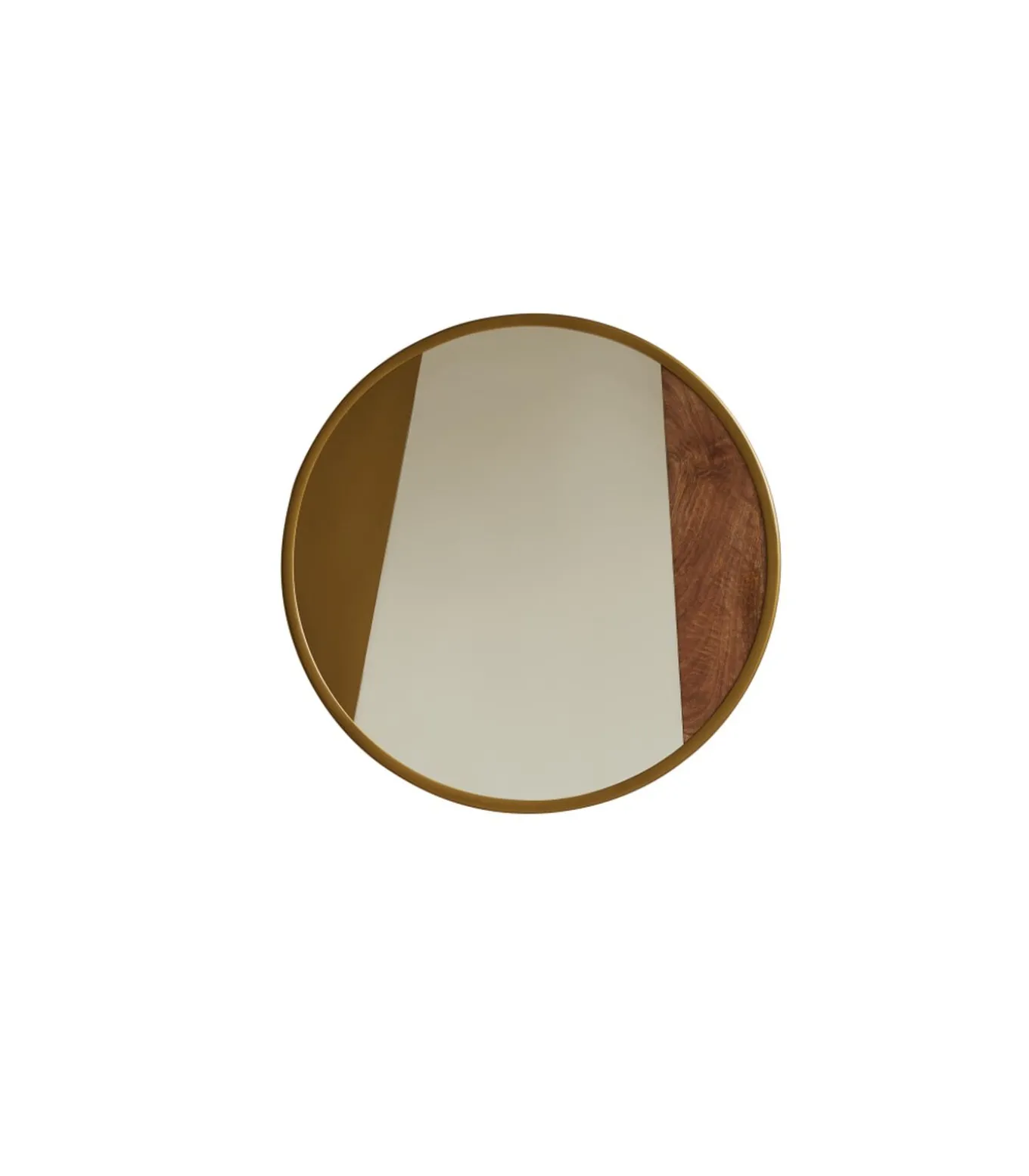 Ronde spiegel van metaal en hout 60 cm Andrea