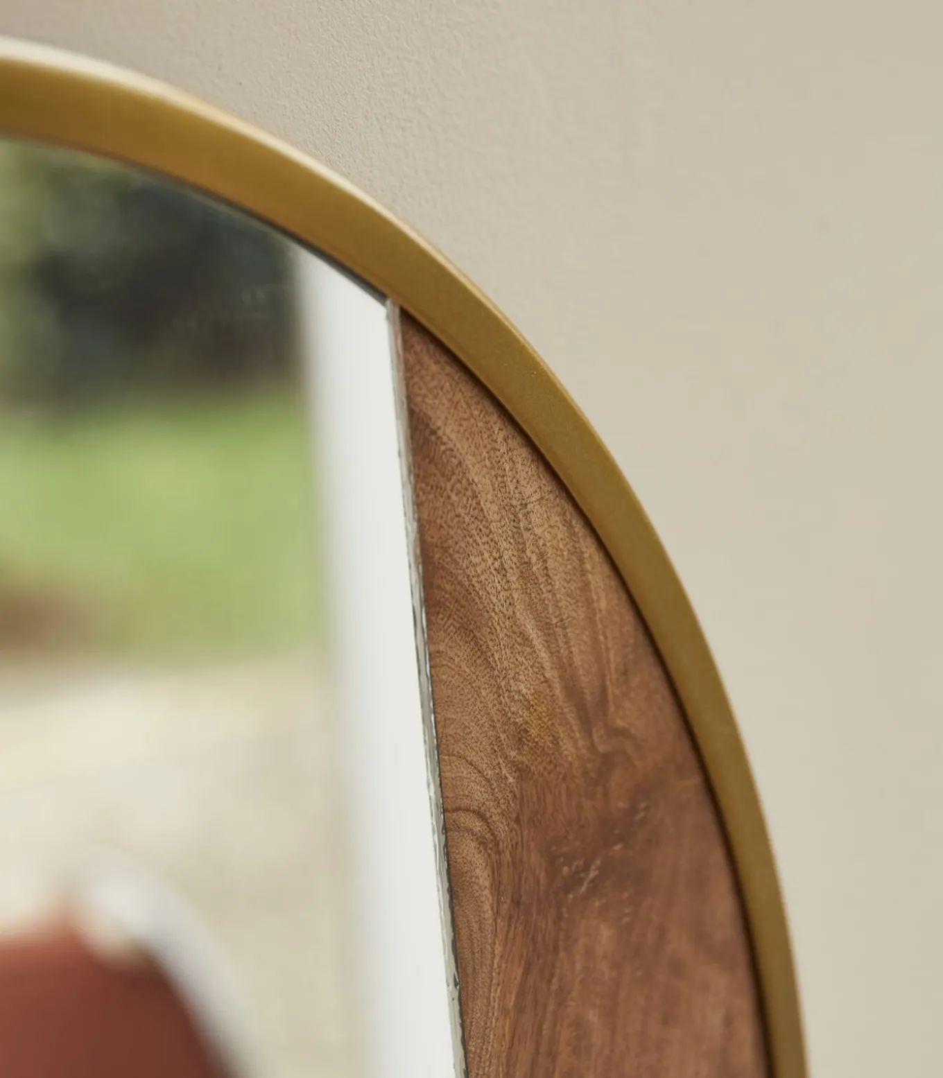 Ronde spiegel van metaal en hout 60 cm Andrea