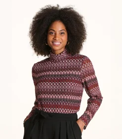 Rood gehaakt T-shirt met lange mouwen