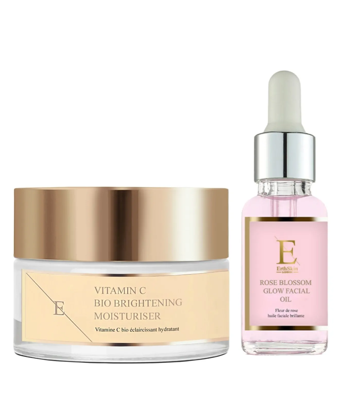 Rose Blossom Glow Gezichtsolie + Vitamine C Bio Brightening Moisturizer