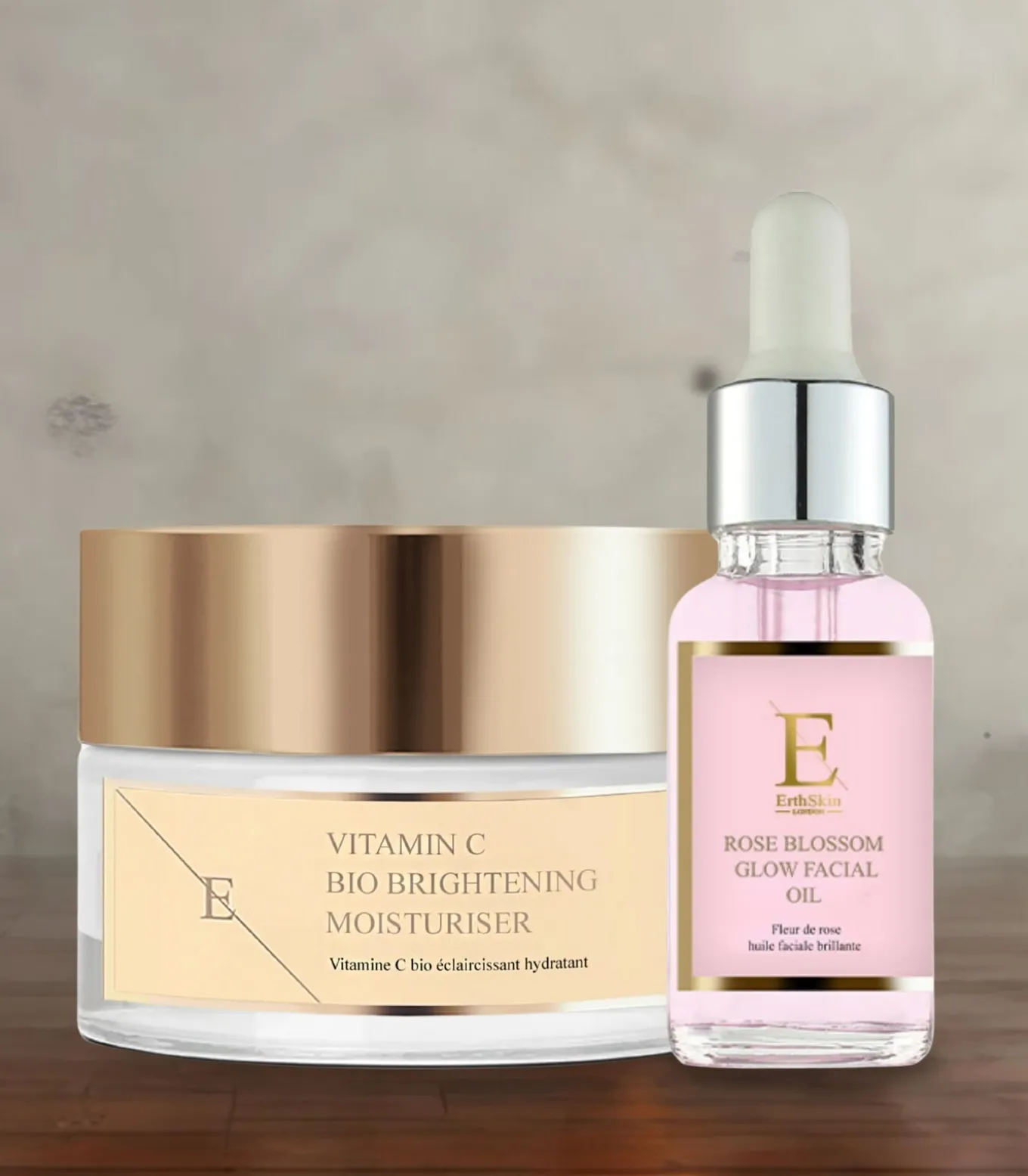 Rose Blossom Glow Gezichtsolie + Vitamine C Bio Brightening Moisturizer