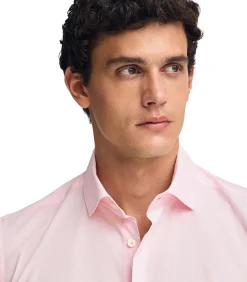 Roze hemd van poplin katoen met slim fit en Rigby Go-logo