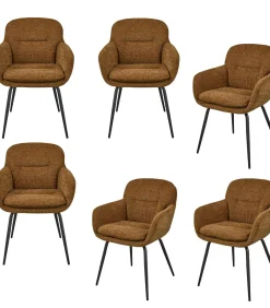 Runa Eetkamerstoelen - Polyester - Caramel - Set van 6