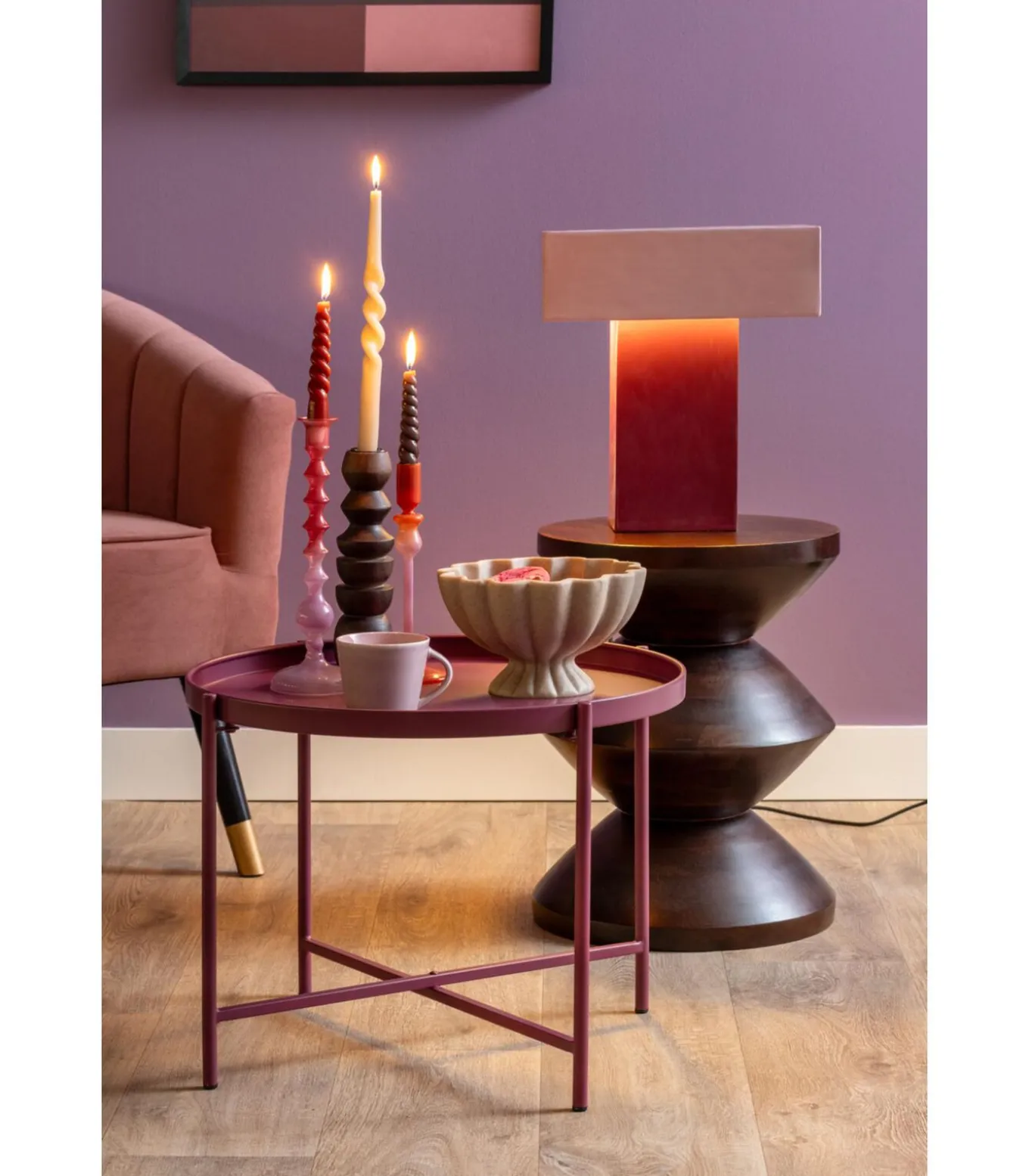 Salontafel Meseta - Paars - 50x50x38.5cm