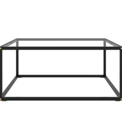 Salontafel met gehard glas 80x80x35 cm zwart
