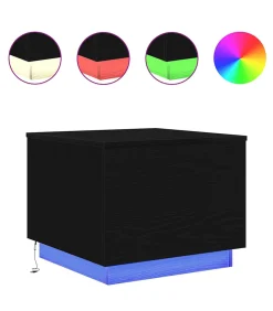 Salontafel met LED-verlichting 50x50x40 cm zwart eikenkleurig