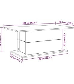 Salontafel 102x55,5x40 cm bewerkt hout artisanaal eikenkleur
