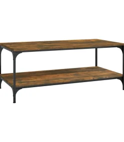 Salontafel 80x50x40 cm bewerkt hout gerookt eikenkleurig