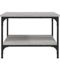 Salontafel 55x55x40 cm bewerkt hout grijs sonoma eikenkleurig