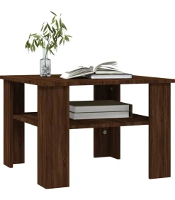 Salontafel 60x60x42 cm bewerkt hout bruin eikenkleur