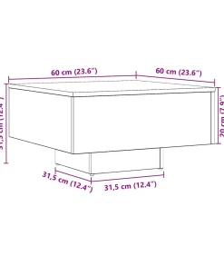 Salontafel 60x60x31,5 cm bewerkt hout artisanaal eikenkleur