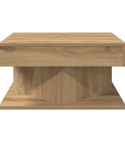 Salontafel 55x55x30 cm bewerkt hout artisanaal eikenkleurig