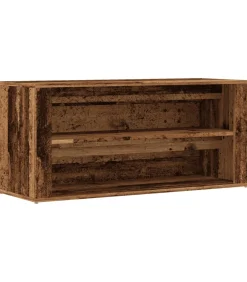 Schoenenbank 100x35x45 cm bewerkt hout oud houtkleurig