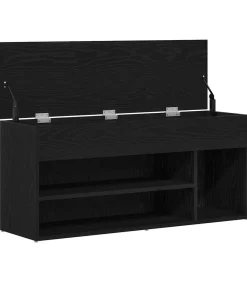 Schoenenbank 102x30,5x45 cm spaanplaat zwart eikenkleurig