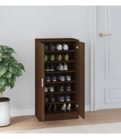 Schoenenkast 55x35x108 cm bewerkt hout bruin eikenkleur