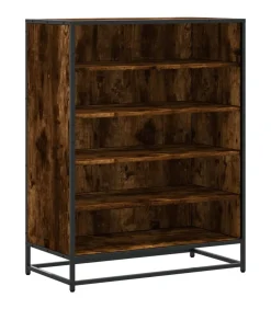 Schoenenkast 75x38x97,5 cm bewerkt hout en metaal gerookt eiken