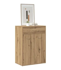 Schoenenkast 60x35x84 cm bewerkt hout artisanaal eikenkleur