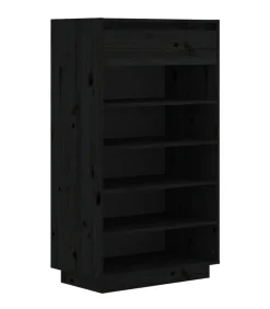 Schoenenkast 60x34x105 cm massief grenenhout zwart