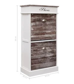 Schoenenkast 50x28x98 cm paulowniahout bruin