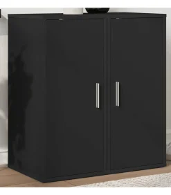 Schoenenkasten 2 st 32x35x70 cm spaanplaat zwart