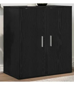 Schoenenkasten 32x35x70 cm spaanplaat 2 st zwart eikenkleurig