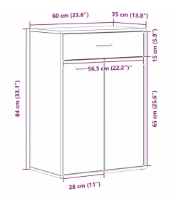 Schoenrek met lade Zwart eiken 60 x 35 x 84 cm Bewerkt hout