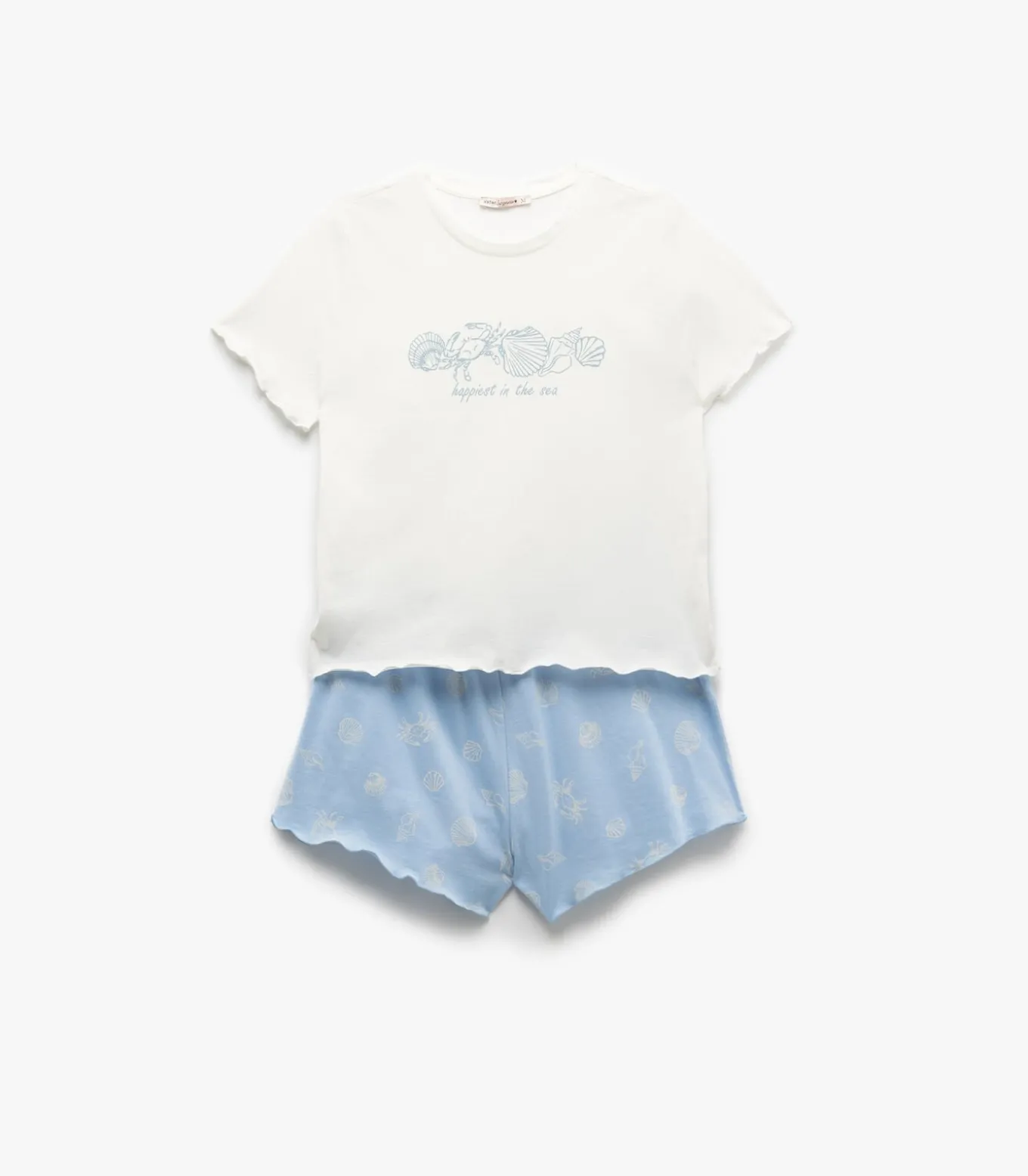 Set Korte Pijama van Katoen met Schelpenprint