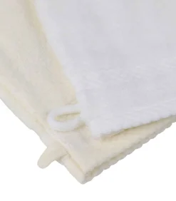 Set van 12 ecru katoenen washandjes