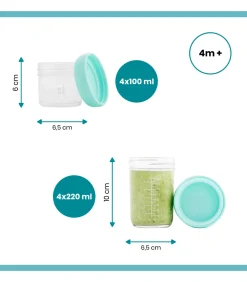 Set van 4 glazen Potjes met Deksel